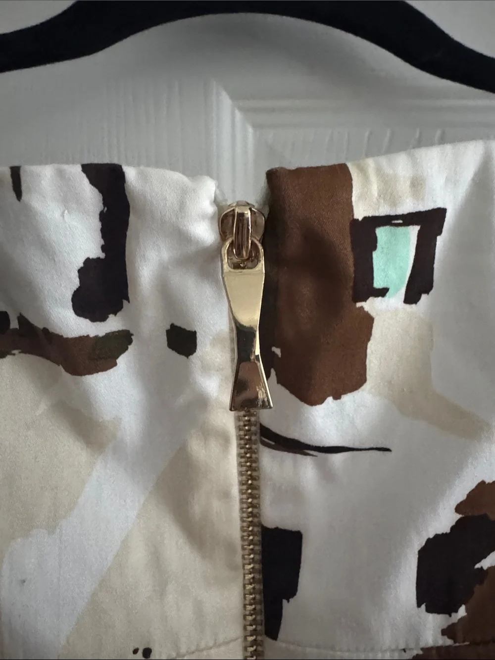 kate spade White Dress with Brown and Black Abstract Print